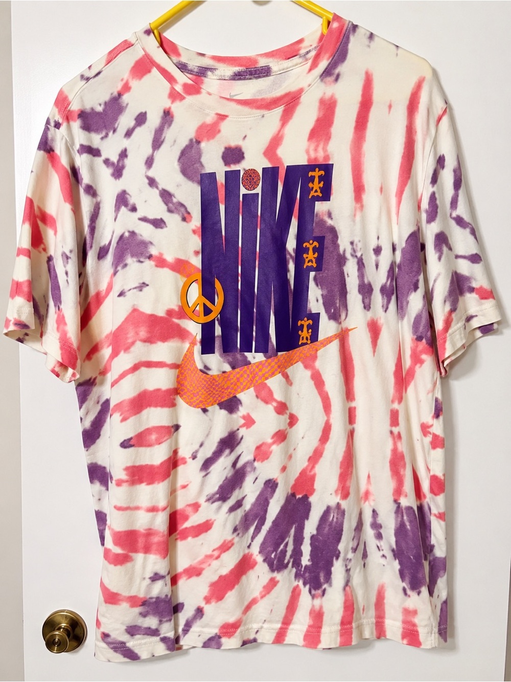Nike Tie Dye Graphic Tee Mens Large Pink Purple Orange Y2K T-Shirt